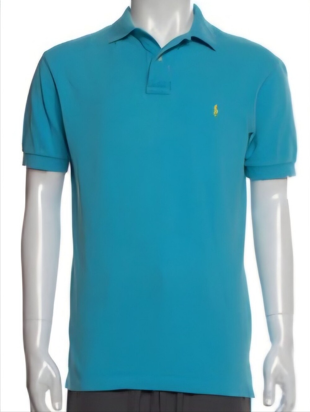 Vintage 90's Polo By Ralph Swimming Pool Blue Polo Shirt With Yellow Logo Size S